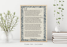 Load image into Gallery viewer, If Poem by Rudyard Kipling Print – Vintage William Morris Style Wall Art – Inspirational British Poetry Gift – Framed or Unframed