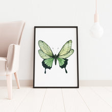 Load image into Gallery viewer, Light Green Butterfly print - Butterfly wall art UNFRAMED