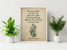 Load image into Gallery viewer, The proof of love is in the works - Pope Gregory Quote - Catholic Wall Art