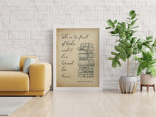 Load image into Gallery viewer, She is too fond of books - Louisa May Alcott Book Lover Print, Book Nook Decor