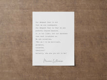 Load image into Gallery viewer, Our Deepest Fear Quote Print – Marianne Williamson Motivational Wall Art
