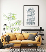 Load image into Gallery viewer, Stack Of Books Art Library Wall Art, Book Nook Decor, Reading Nook Decor, Book Shelf Decor, Bookish Wall Art, Framed & Unframed Options