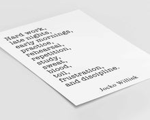 Load image into Gallery viewer, Jocko Willink Quote Print: Discipline Equals Freedom - Motivational Wall Art