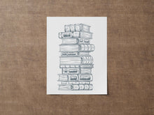 Load image into Gallery viewer, Stack Of Books Art Library Wall Art, Book Nook Decor, Reading Nook Decor, Book Shelf Decor, Bookish Wall Art, Framed & Unframed Options