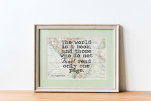 Load image into Gallery viewer, St Augustine Print The world is a book, and those who do not travel read only one page - Unframed Travel Poster for Home UNFRAMED