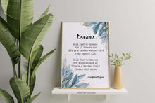 Load image into Gallery viewer, Dreams by Langston Hughes Poem Print Framed & Unframed Options
