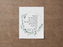Load image into Gallery viewer, Ruth Bader Ginsburg Quote Print – "Fight for the things that you care about", Feminist Wall Art, Inspirational Print, Motivational Decor