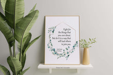 Load image into Gallery viewer, Ruth Bader Ginsburg Quote Print – "Fight for the things that you care about", Feminist Wall Art, Inspirational Print, Motivational Decor