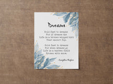 Load image into Gallery viewer, Dreams by Langston Hughes Poem Print Framed & Unframed Options