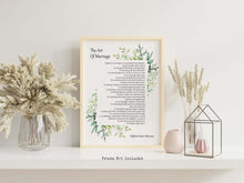 Load image into Gallery viewer, The Art Of Marriage by Wilferd Arlan Peterson Wedding poem wall art Ceremony reading - Framed And Unframed Options