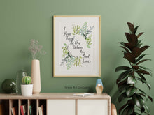 Load image into Gallery viewer, Bible Verse Wall Art – “I Have Found the One Whom My Soul Loves” Print, Song of Solomon 3:4, Christian Wedding Gift, Floral Scripture Decor