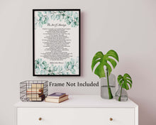 Load image into Gallery viewer, The Art Of Marriage Poem With Eucalyptus Illustration Wedding poem wall art - Ceremony reading - Vow Renewal Reading -