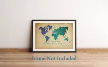Load image into Gallery viewer, Susan Sontag Travel Quote Print "I haven't been everywhere..." Geometric World Map Art Wanderlust Wall Decor Adventure Lover Gift