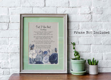 Load image into Gallery viewer, Dust If You Must Poem Print by Rose Milligan Funny Poem Poster Print Navy and Grey Floral Illustrated Poetry