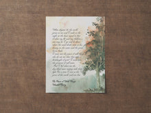 Load image into Gallery viewer, Wendell Berry Poem Print: Watercolor Forest Art, "Peace of Wild Things"