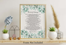 Load image into Gallery viewer, The Art Of Marriage Poem With Eucalyptus Illustration Wedding poem wall art - Ceremony reading - Vow Renewal Reading -