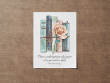 Load image into Gallery viewer, RBG Quote Print: Never underestimate the power of a girl with a book