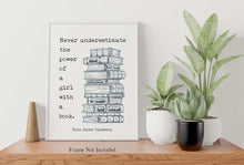Load image into Gallery viewer, Ruth Bader Ginsburg Wall Art Never underestimate the power of a girl with a book - RBG Print - Physical Art Print Without Frame