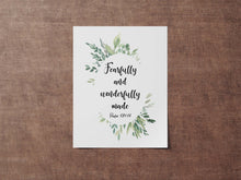 Load image into Gallery viewer, Baby Fearfully and Wonderfully Made Psalm 139:14 Bible verse wall art Scripture print, Gift for Pastor - Framed & Unframed Options