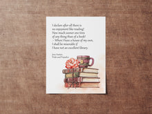 Load image into Gallery viewer, Jane Austen Wall Art "I declare after all there is no enjoyment like reading!" Pride and Prejudice Book Shelf Decor Framed & Unframed