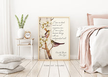 Load image into Gallery viewer, Jane Eyre Quote Print Charlotte Brontë Literary Wall Art, "I am no bird" Feminist Book Lover Gift, Vintage Bird Illustration, Classic Novel