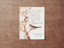Load image into Gallery viewer, Jane Eyre Quote Print Charlotte Brontë Literary Wall Art, "I am no bird"
