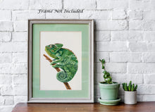Load image into Gallery viewer, Watercolor Chameleon Poster Print - Lizard painting, Animal Wall Art - Reptile wall art - Physical Print Without Frame