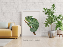 Load image into Gallery viewer, Watercolor Chameleon Poster Print - Lizard painting, Animal Wall Art - Reptile wall art - Physical Print Without Frame