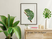 Load image into Gallery viewer, Watercolor Chameleon Poster Print - Lizard painting, Animal Wall Art - Reptile wall art - Physical Print Without Frame