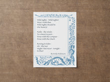 Load image into Gallery viewer, Emily Dickinson Poem Print – “Wild Nights” Romantic Poetry Wall Art, Aubrey Beardsley Print, Framed or Unframed Literary Gift