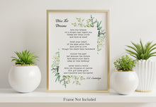 Load image into Gallery viewer, Dive for Dreams Poem Print, E. E. Cummings Quote Wall Art, Literary Decor, Poetry Lover Gift, Inspirational Poem Print, Bookish Home Decor