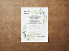 Load image into Gallery viewer, Dive for Dreams Poem Print, E. E. Cummings Quote Wall Art, Literary Decor, Poetry Lover Gift, Inspirational Poem Print, Bookish Home Decor