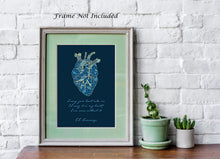 Load image into Gallery viewer, Kintsugi Heart - I carry your heart (I carry it in my heart) - E.E. Cummings Anatomical heart Art Print Home Decor poetry wall art Unframed