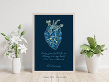 Load image into Gallery viewer, Kintsugi Heart - I carry your heart (I carry it in my heart) - E.E. Cummings Anatomical heart Art Print Home Decor poetry wall art Unframed