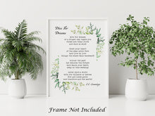 Load image into Gallery viewer, Dive for Dreams Poem Print, E. E. Cummings Quote Wall Art, Literary Decor, Poetry Lover Gift, Inspirational Poem Print, Bookish Home Decor
