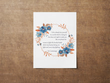 Load image into Gallery viewer, E.E. Cummings Quote Print - Inspirational Wall Art - Be Yourself Poster - Literary Decor - Watercolor Wreath Poetry Print Framed Or Unframed