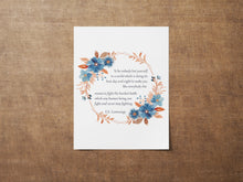 Load image into Gallery viewer, E.E. Cummings Quote Print - Inspirational Wall Art - Be Yourself Poster - Literary Decor - Watercolor Wreath Poetry Print Framed Or Unframed