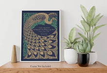 Load image into Gallery viewer, Sylvia Plath Quote Print " I am, I am, I am" – The Bell Jar Literary Art – Vintage Peacock Poster – Book Lover Gift – Framed or Unframed