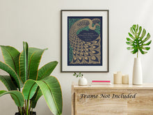Load image into Gallery viewer, Sylvia Plath Quote Print " I am, I am, I am" – The Bell Jar Literary Art – Vintage Peacock Poster – Book Lover Gift – Framed or Unframed
