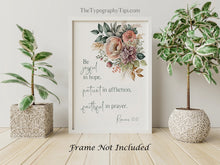 Load image into Gallery viewer, Romans 12:12 NIV - Bible Verse Wall Art, Floral Christian Decor - Be joyful in hope, patient in affliction, faithful in prayer - Unframed