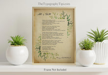 Load image into Gallery viewer, All Is Well Funeral Poem Henry Scott Holland Bereavement Gift Comforting Poem for Grief - Death Is Nothing At All - Unframed Print