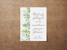 Load image into Gallery viewer, Pride and Prejudice Jane Austen Quote Print "Think Only of the Past" – Book Quote Poster | Jane Austen Wall Art | Reading Nook Decor