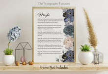 Load image into Gallery viewer, Maybe Poem Print 1st Anniversary Gift or Wedding Memento – Love Poem Wall Art with Elegant Blue Floral Design
