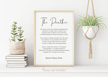 Load image into Gallery viewer, The Panther- Rainer Maria Rilke Poem - Poem Art Print - UNFRAMED