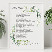 Load image into Gallery viewer, All Is Well Funeral Poem Henry Scott Holland Bereavement Gift Comforting Poem for Grief - Death Is Nothing At All - Unframed Print