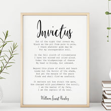 Load image into Gallery viewer, William Ernest Henley Poem invictus poem Art Print Home office Decor poetry wall art UNFRAMED