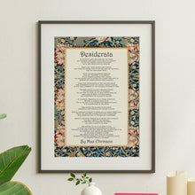 Load image into Gallery viewer, Desiderata Poem Print Poem By Max Ehrmann William Morris Poster
