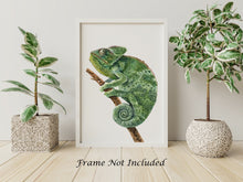 Load image into Gallery viewer, Watercolor Chameleon Poster Print - Lizard painting, Animal Wall Art - Reptile wall art - Physical Print Without Frame