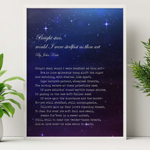 Load image into Gallery viewer, Bright Star John Keats Poem Print, Romantic Literary Wall Art, Celestial Poetry Gift, Starry Night Decor, Love Letter Print, Bookish Art