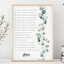 Load image into Gallery viewer, Prayer For Peace Prayer of Saint Francis Lord, make me an instrument of your peace prayer print for nursery Art Framed & Unframed Options